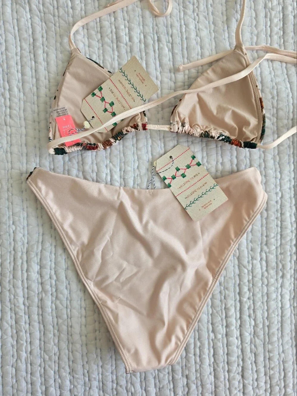 FARM Rio Beaded Bikini Set Size M NWT Tropical Animal Floral Beaded Swim